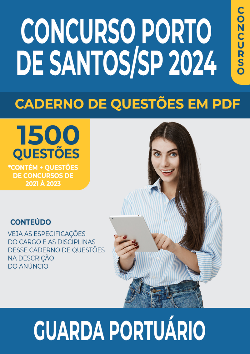 Apostila de Questões para Concurso do Porto de Santos/SP 2024 para Guarda Portuário - Mais de 1.500 Questões Gabaritadas | loja123shop