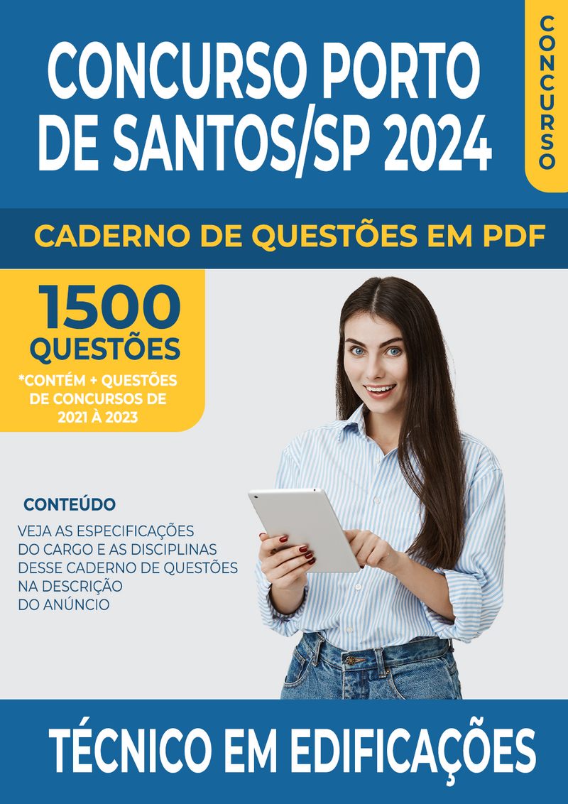 Apostila de Questões para Concurso do Porto de Santos/SP 2024 para Técnico em Edificações - Mais de 1.500 Questões Gabaritadas | loja123shop