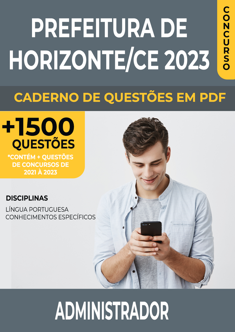 Apostila de Questões para Concurso da Prefeitura de Horizonte/CE 2023 para Administrador - Mais de 1.500 Questões Gabaritadas | loja123shop