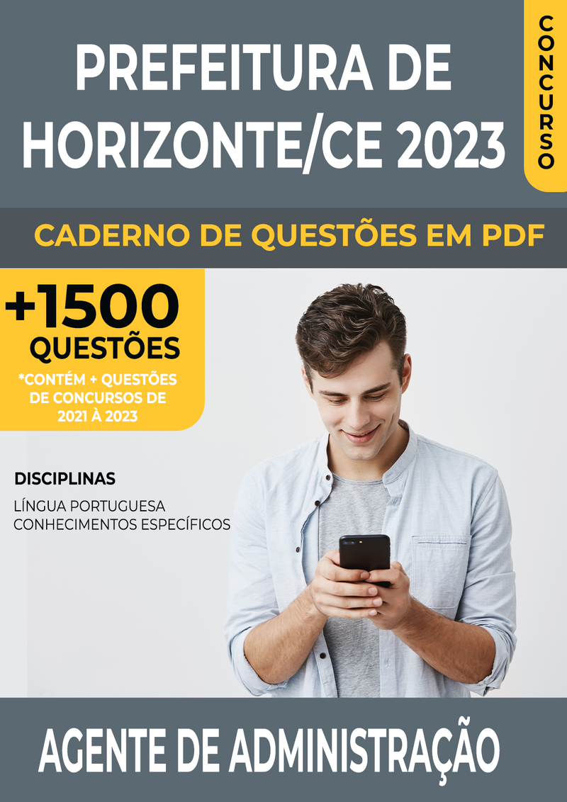 Apostila de Questões para Concurso da Prefeitura de Horizonte/CE 2023 para Agente de Administração - Mais de 1.500 Questões Gabaritadas | loja123shop