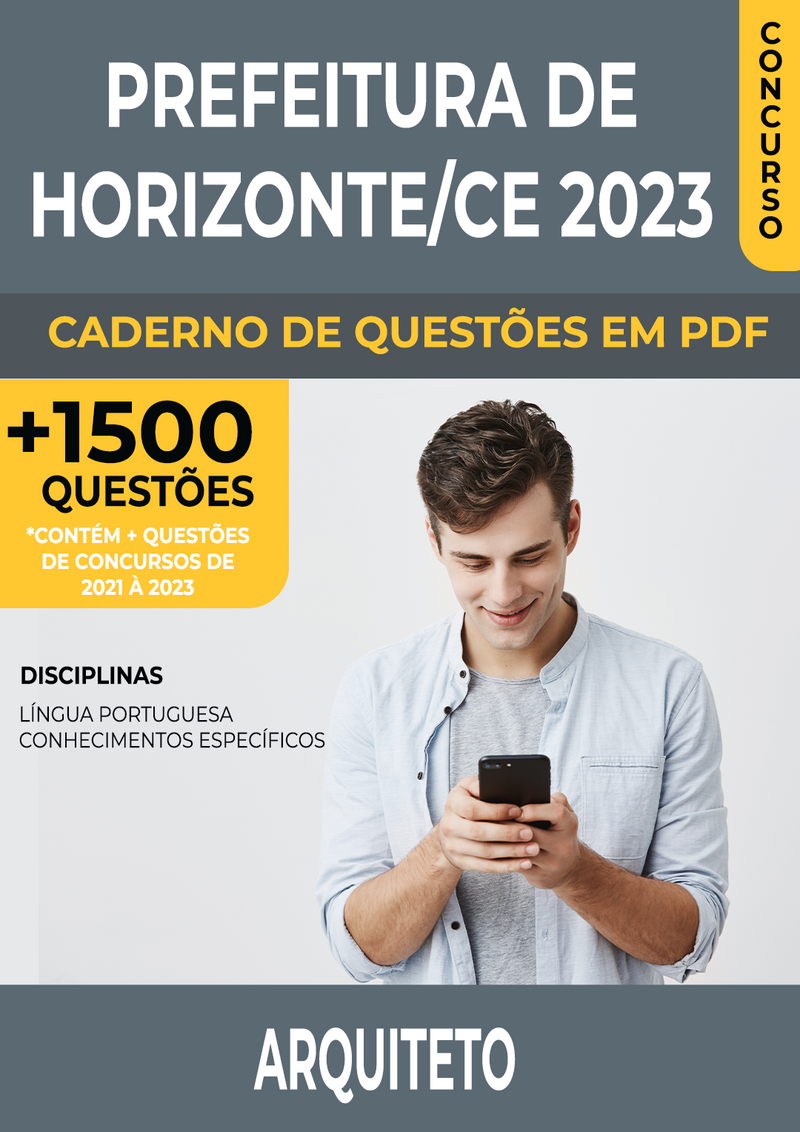 Apostila de Questões para Concurso da Prefeitura de Horizonte/CE 2023 para Arquiteto - Mais de 1.500 Questões Gabaritadas | loja123shop