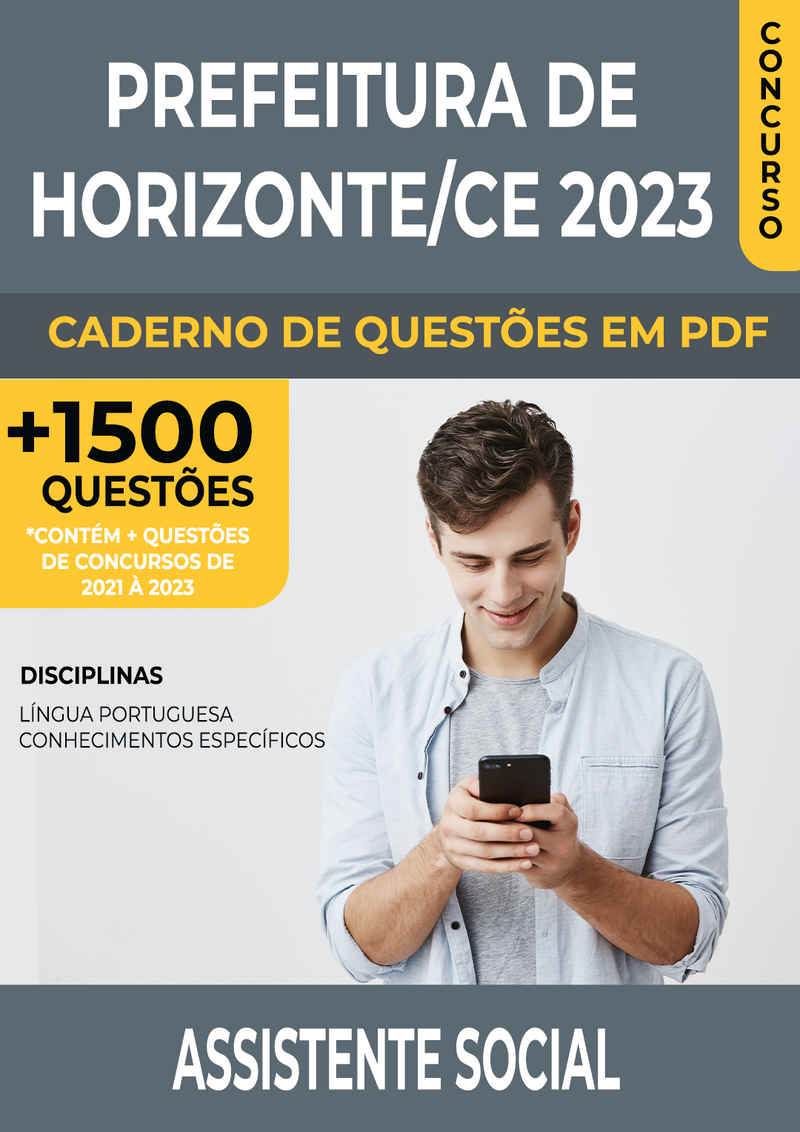 Apostila de Questões para Concurso da Prefeitura de Horizonte/CE 2023 para Assistente Social - Mais de 1.500 Questões Gabaritadas | loja123shop