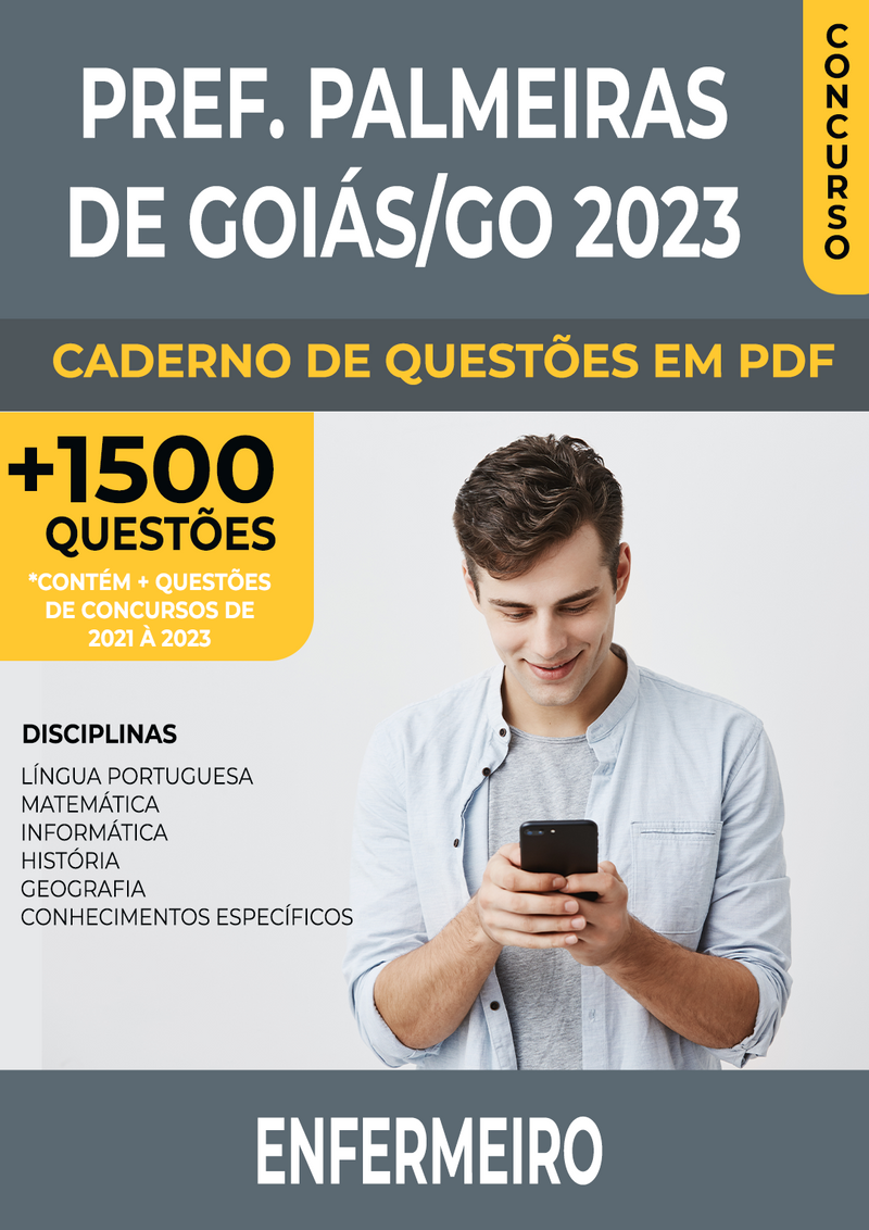 Apostila de Questões para Concurso da Prefeitura de Palmeiras de Goiás/GO 2023 para Enfermeiro - Mais de 1.500 Questões Gabaritadas | loja123shop