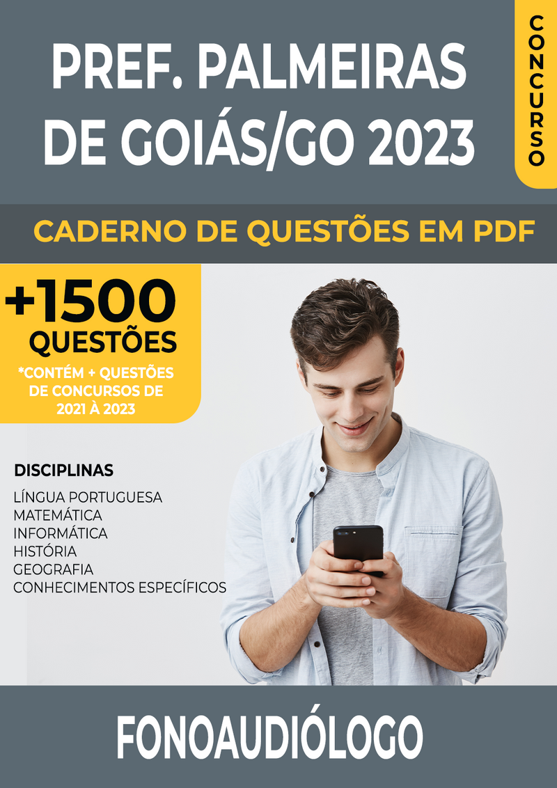 Apostila de Questões para Concurso da Prefeitura de Palmeiras de Goiás/GO 2023 para Fonoaudiólogo - Mais de 1.500 Questões Gabaritadas | loja123shop