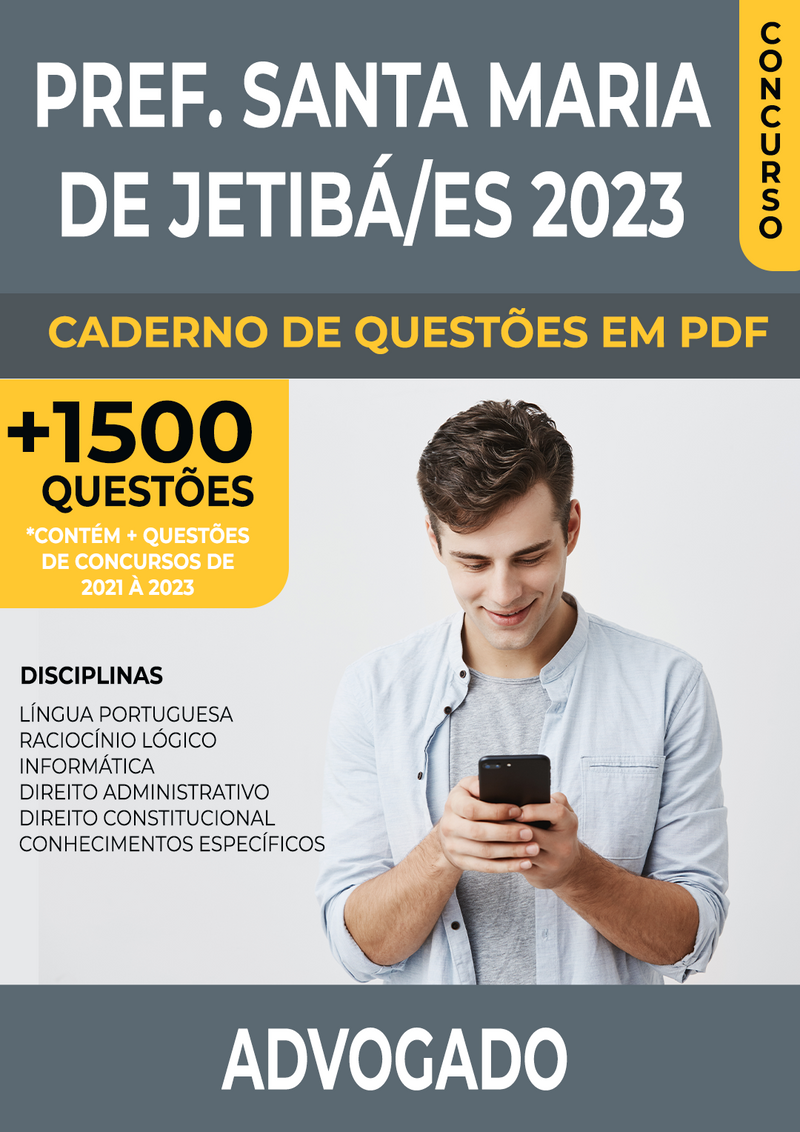 Apostila de Questões para Concurso da Prefeitura de Santa Maria de Jetibá/ES 2023 para Advogado - Mais de 1.500 Questões Gabaritadas | loja123shop