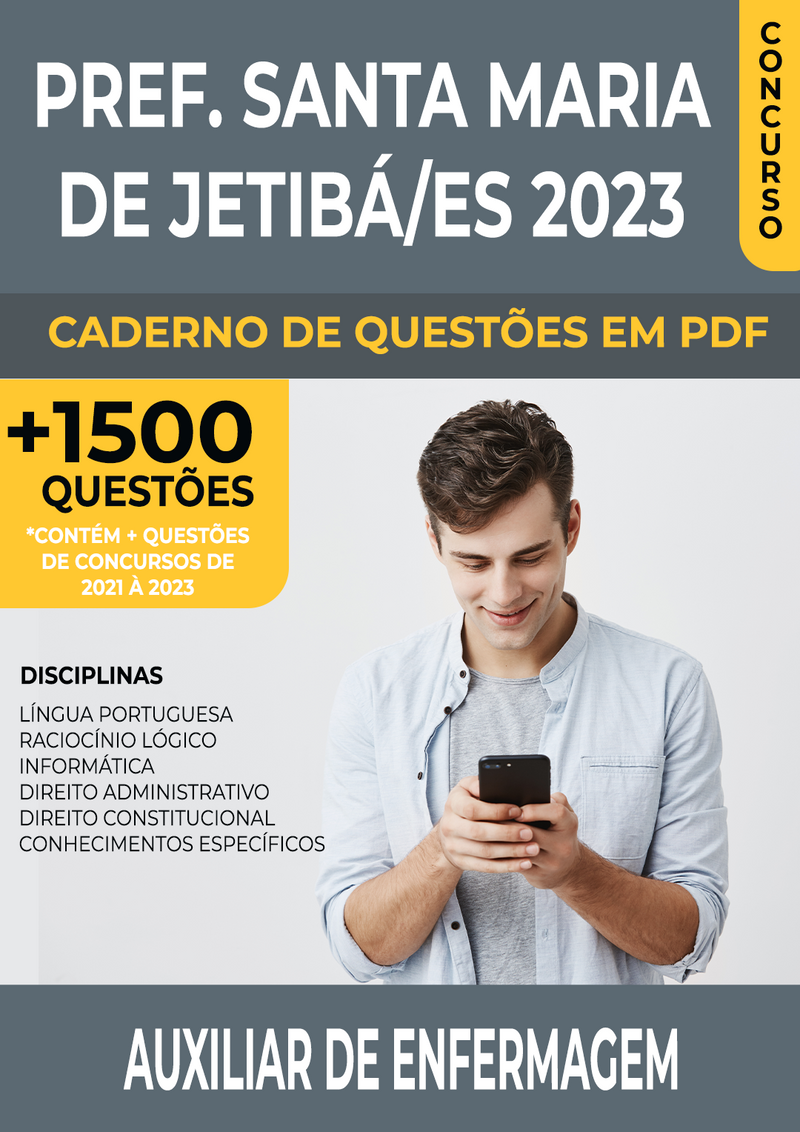 Apostila de Questões para Concurso da Prefeitura de Santa Maria de Jetibá/ES 2023 para Auxiliar de Enfermagem - Mais de 1.500 Questões Gabaritadas | loja123shop