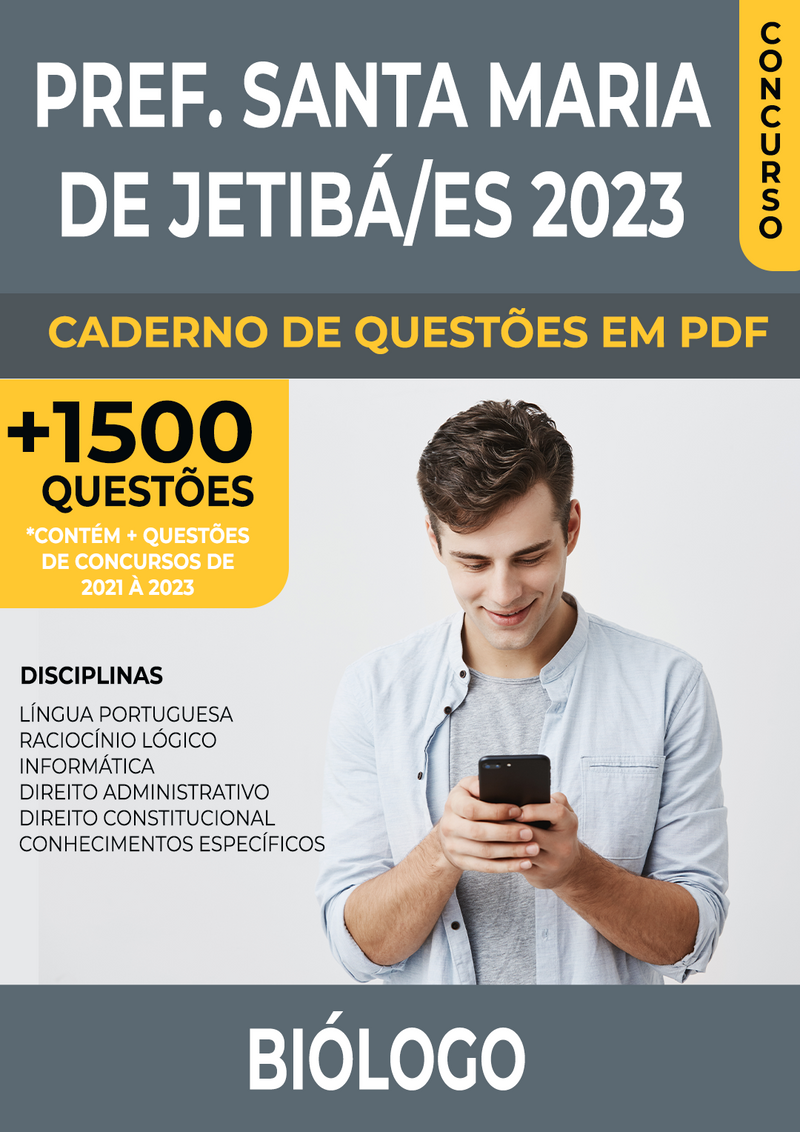 Apostila de Questões para Concurso da Prefeitura de Santa Maria de Jetibá/ES 2023 para Biólogo - Mais de 1.500 Questões Gabaritadas | loja123shop