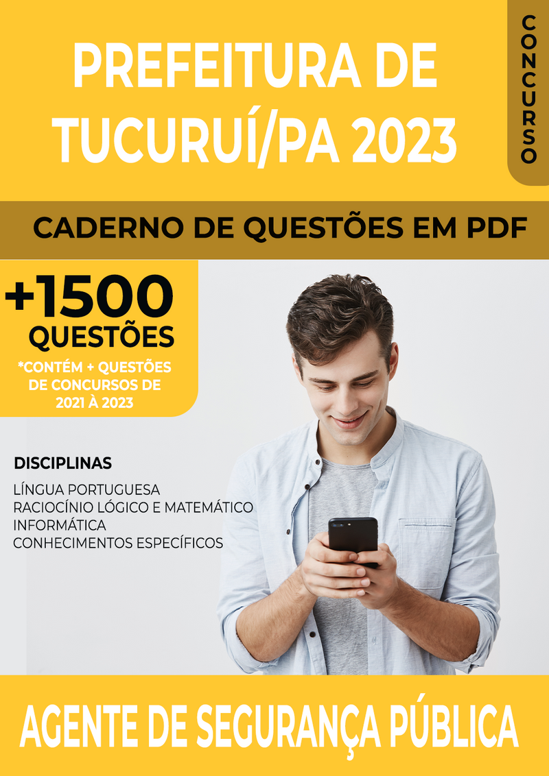 Apostila de Questões para Concurso da Prefeitura de Tucuruí/PA 2023 para Agente de Segurança Pública - Mais de 1.500 Questões Gabaritadas | loja123shop