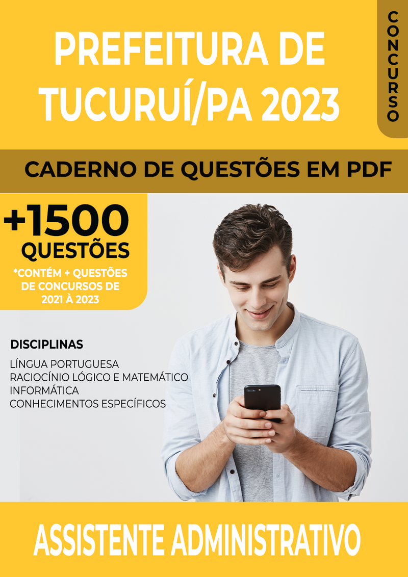 Apostila de Questões para Concurso da Prefeitura de Tucuruí/PA 2023 para Assistente Administrativo - Mais de 1.500 Questões Gabaritadas | loja123shop