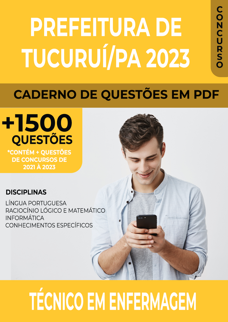 Apostila de Questões para Concurso da Prefeitura de Tucuruí/PA 2023 para Técnico em Enfermagem - Mais de 1.500 Questões Gabaritadas | loja123shop