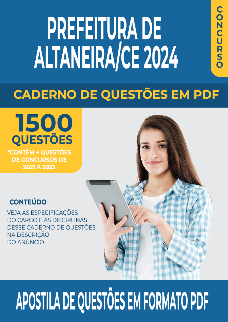 Apostila de Questões para Concurso da Prefeitura de Altaneira/CE 2024 para Diversos Cargos - Mais de 1.500 Questões Gabaritadas | loja123shop