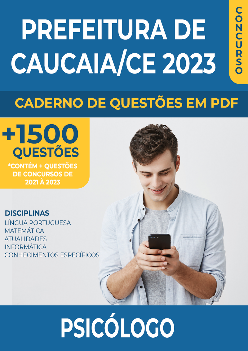 Apostila de Questões para o Concurso da Prefeitura de Caucaia/CE 2023 para Psicólogo - Mais de 1.500 Questões Gabaritadas | loja123shop