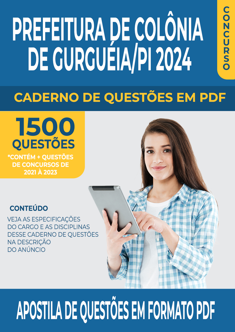 Apostila de Questões para Concurso da Prefeitura de Colônia de Gurguéia/PI 2024 para Diversos Cargos - Mais de 1.500 Questões Gabaritadas | loja123shop