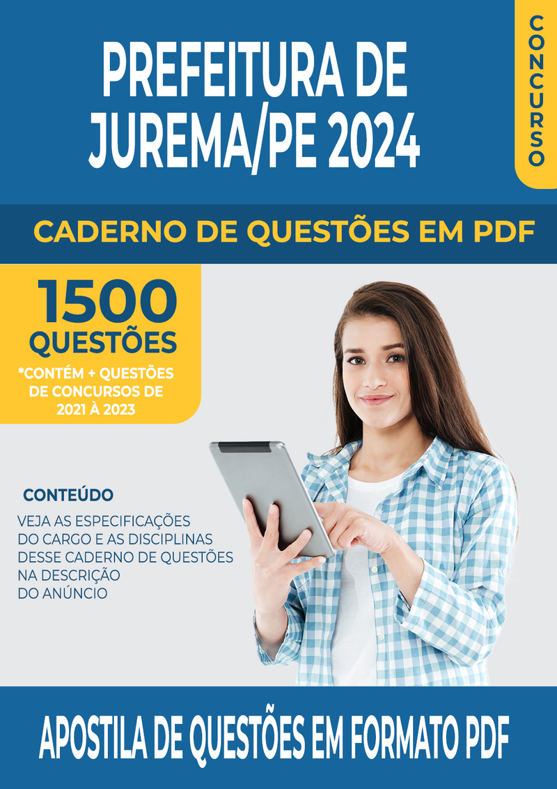 Apostila de Questões para Concurso da Prefeitura de Jurema/PE 2024 para Diversos Cargos - Mais de 1.500 Questões Gabaritadas | loja123shop