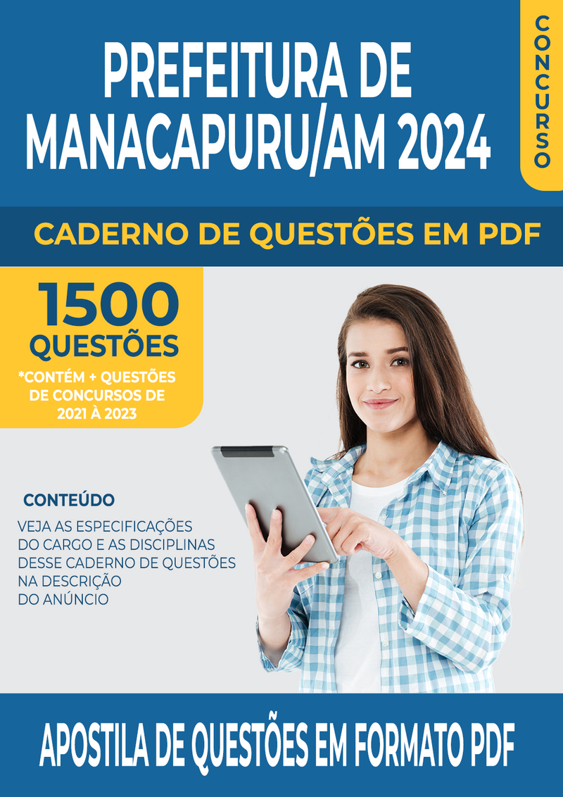 Apostila de Questões para Concurso da Prefeitura de Manacapuru/AM 2024 para Diversos Cargos - Mais de 1.500 Questões Gabaritadas | loja123shop