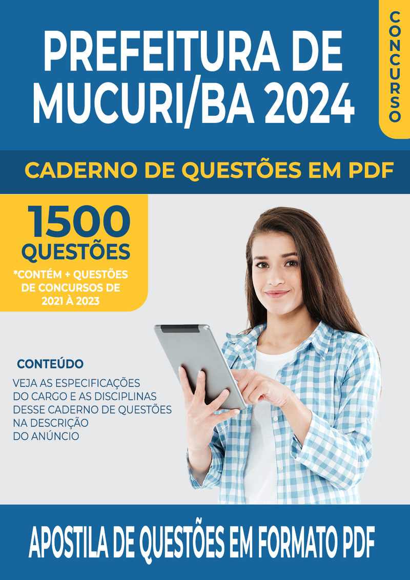 Apostila de Questões para Concurso da Prefeitura de Mucuri/BA 2024 para Diversos Cargos - Mais de 1.500 Questões Gabaritadas | loja123shop