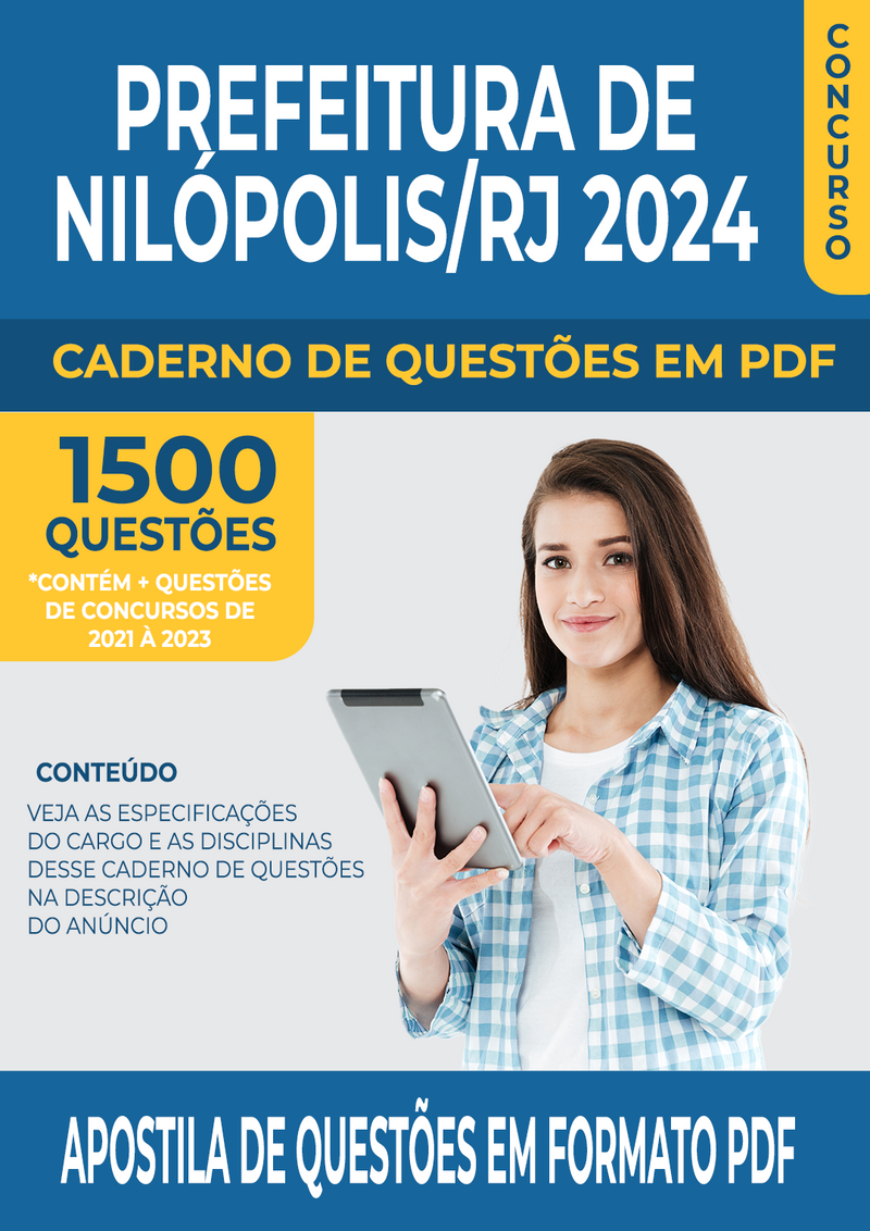 Apostila de Questões para Concurso da Prefeitura de Nilópolis/RJ 2024 - para Diversos Cargos - Mais de 1.500 Questões Gabaritadas | loja123shop