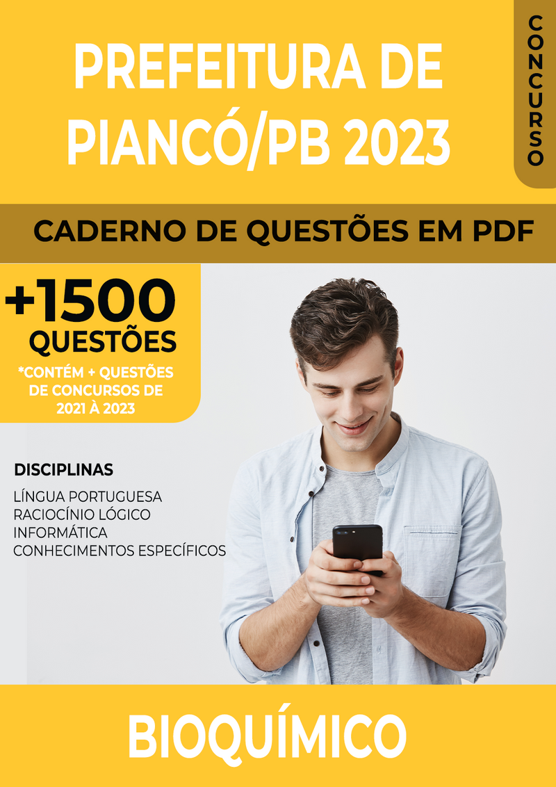 Apostila de Questões para Concurso da Prefeitura de Piancó/PB 2023 para Bioquímico - Mais de 1.500 Questões Gabaritadas | loja123shop