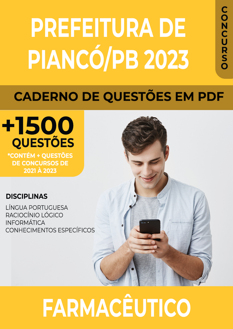 Apostila de Questões para Concurso da Prefeitura de Piancó/PB 2023 para Farmacêutico - Mais de 1.500 Questões Gabaritadas | loja123shop