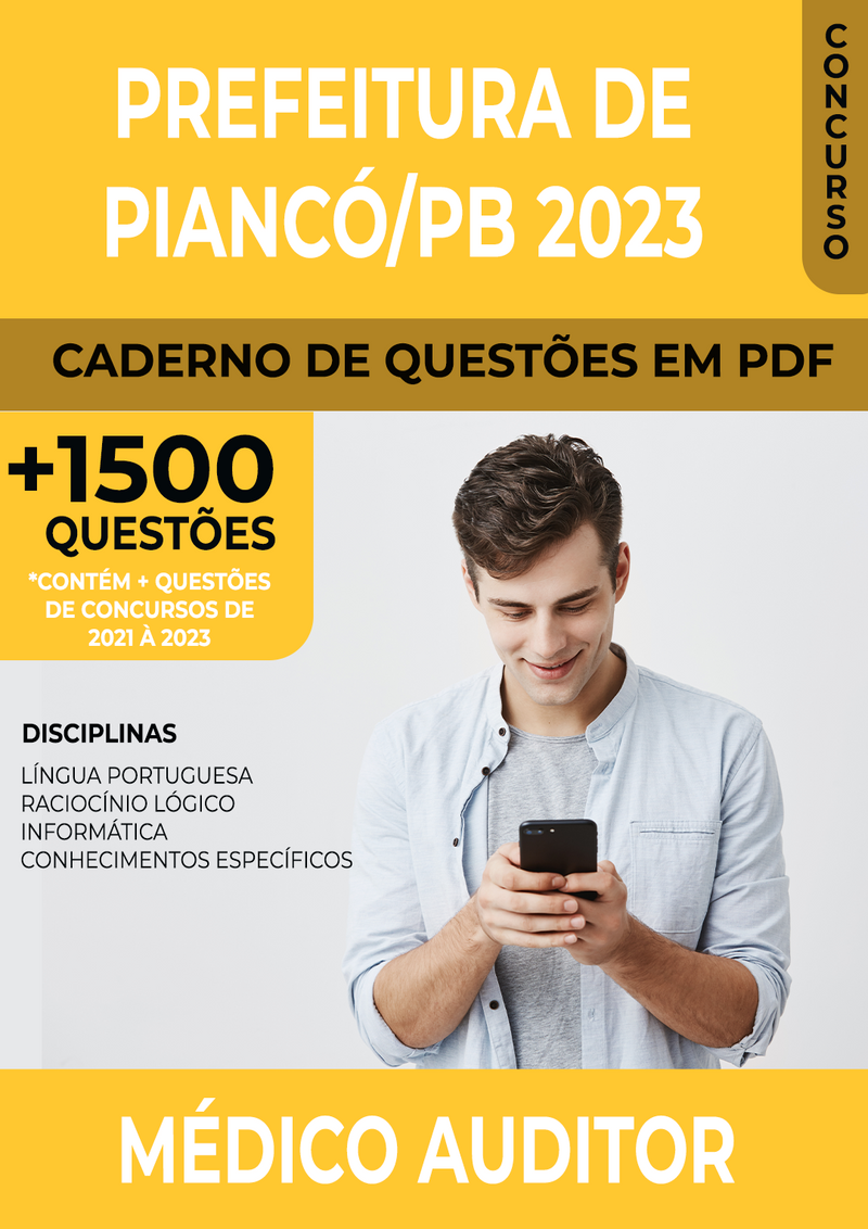 Apostila de Questões para Concurso da Prefeitura de Piancó/PB 2023 para Médico Auditor - Mais de 1.500 Questões Gabaritadas | loja123shop