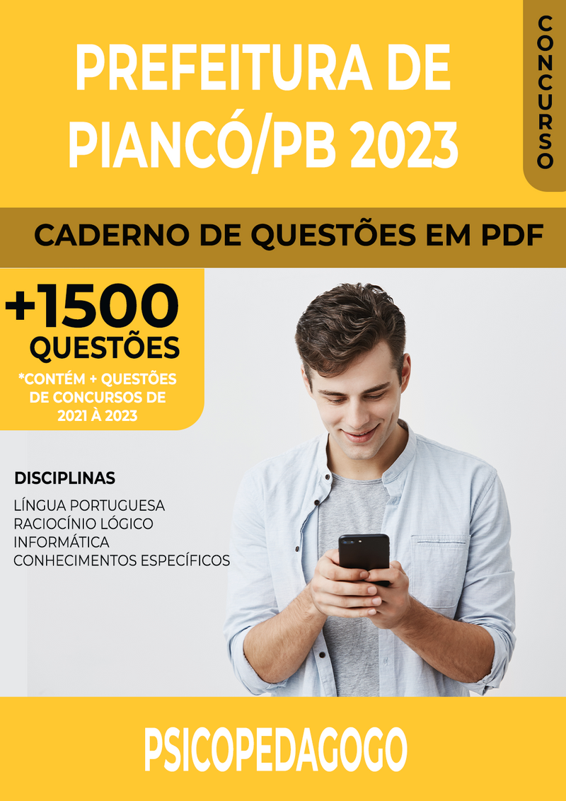 Apostila de Questões para Concurso da Prefeitura de Piancó/PB 2023 para Psicopedagogo - Mais de 1.500 Questões Gabaritadas | loja123shop