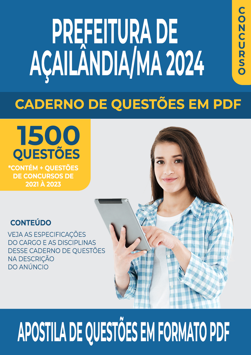 Apostila de Questões para Concurso da Prefeitura de Açailândia/MA 2024 para Diversos Cargos - Mais de 1.500 Questões Gabaritadas | loja123shop