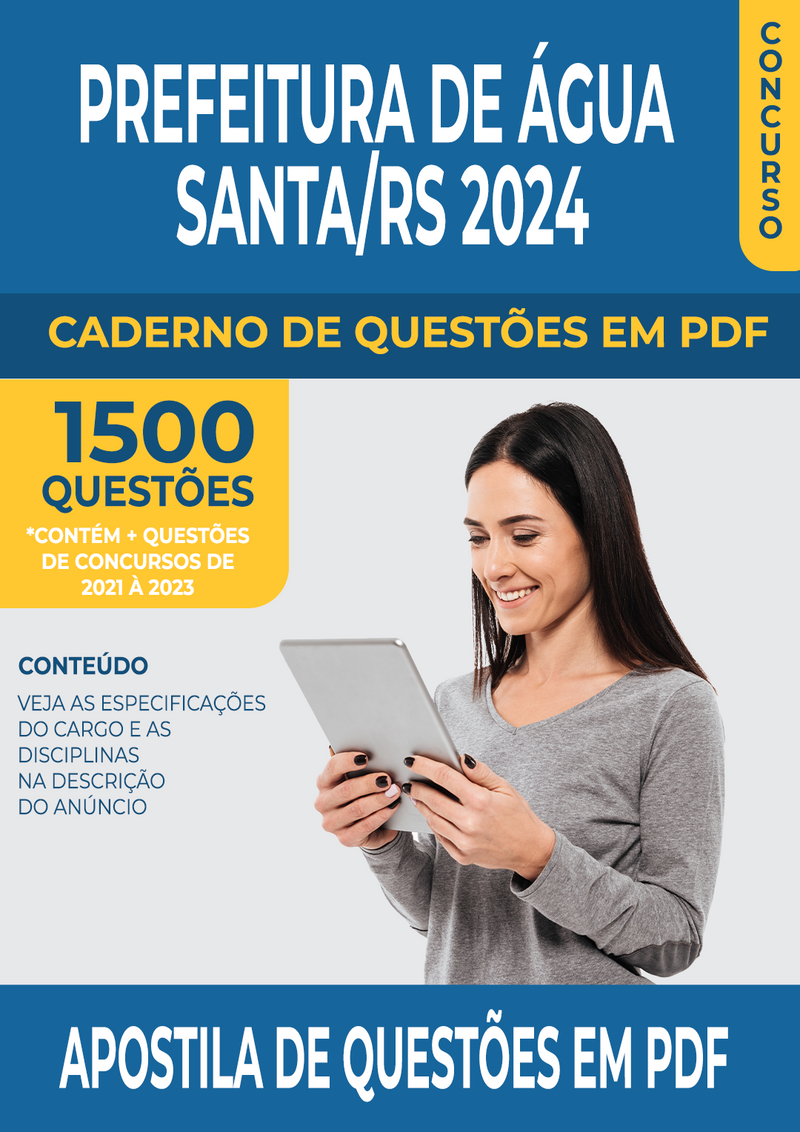 Apostila de Questões para Concurso da Prefeitura de Água Santa/RS 2024 para Auxiliar de Saúde Bucal - Mais de 1.500 Questões Gabaritadas | loja123shop