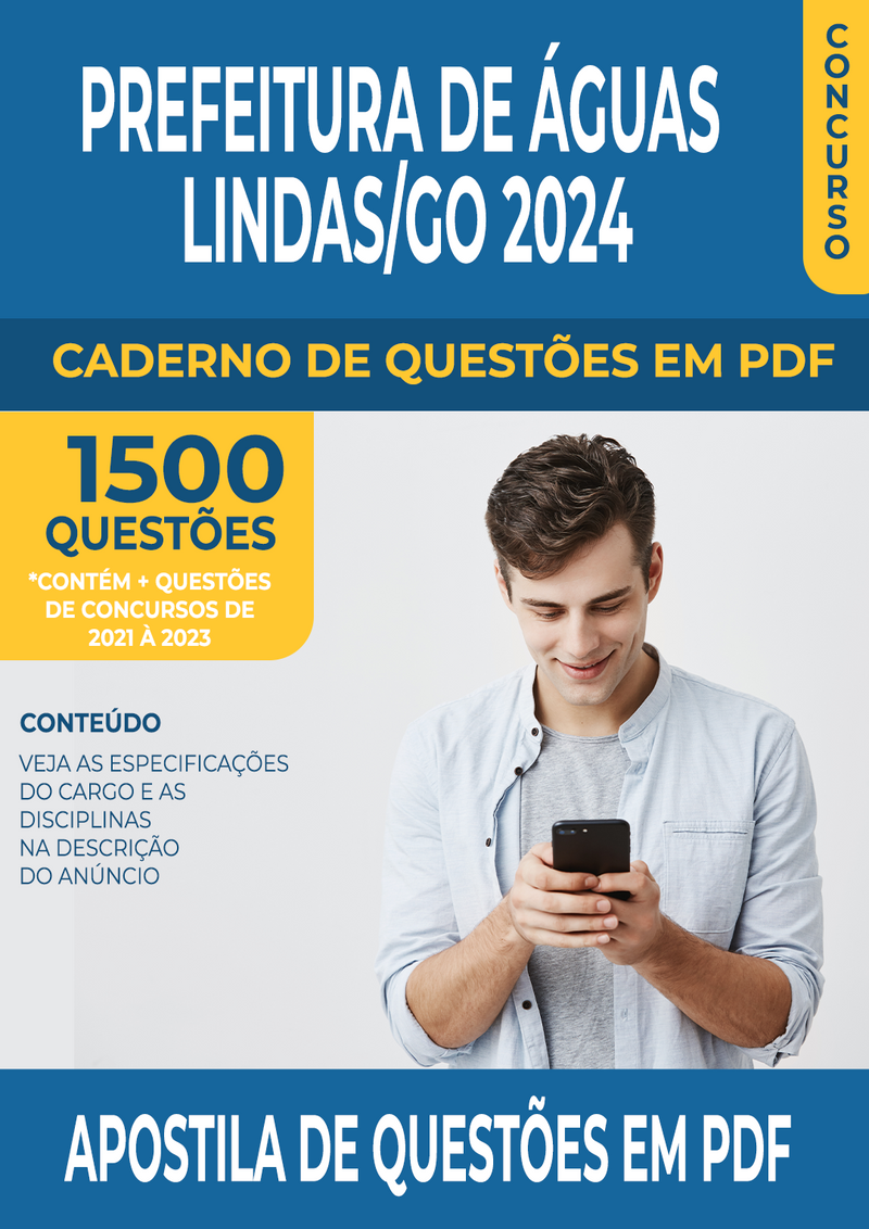 Apostila de Questões para Concurso da Prefeitura de Águas Lindas/GO 2024 para Educador Físico - Mais de 1.500 Questões Gabaritadas | loja123shop