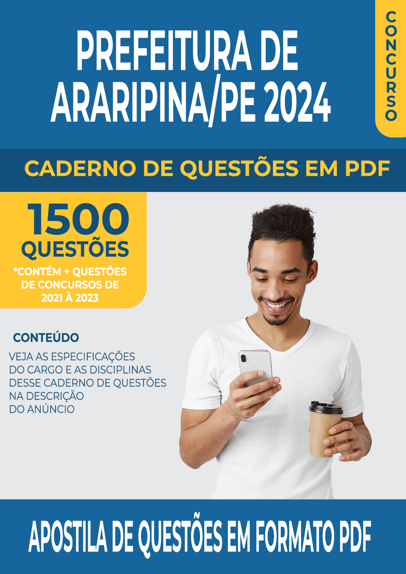 Apostila de Questões para Concurso da Prefeitura de Araripina/PE 2024 para Diversos Cargos - Mais de 1.500 Questões Gabaritadas | loja123shop