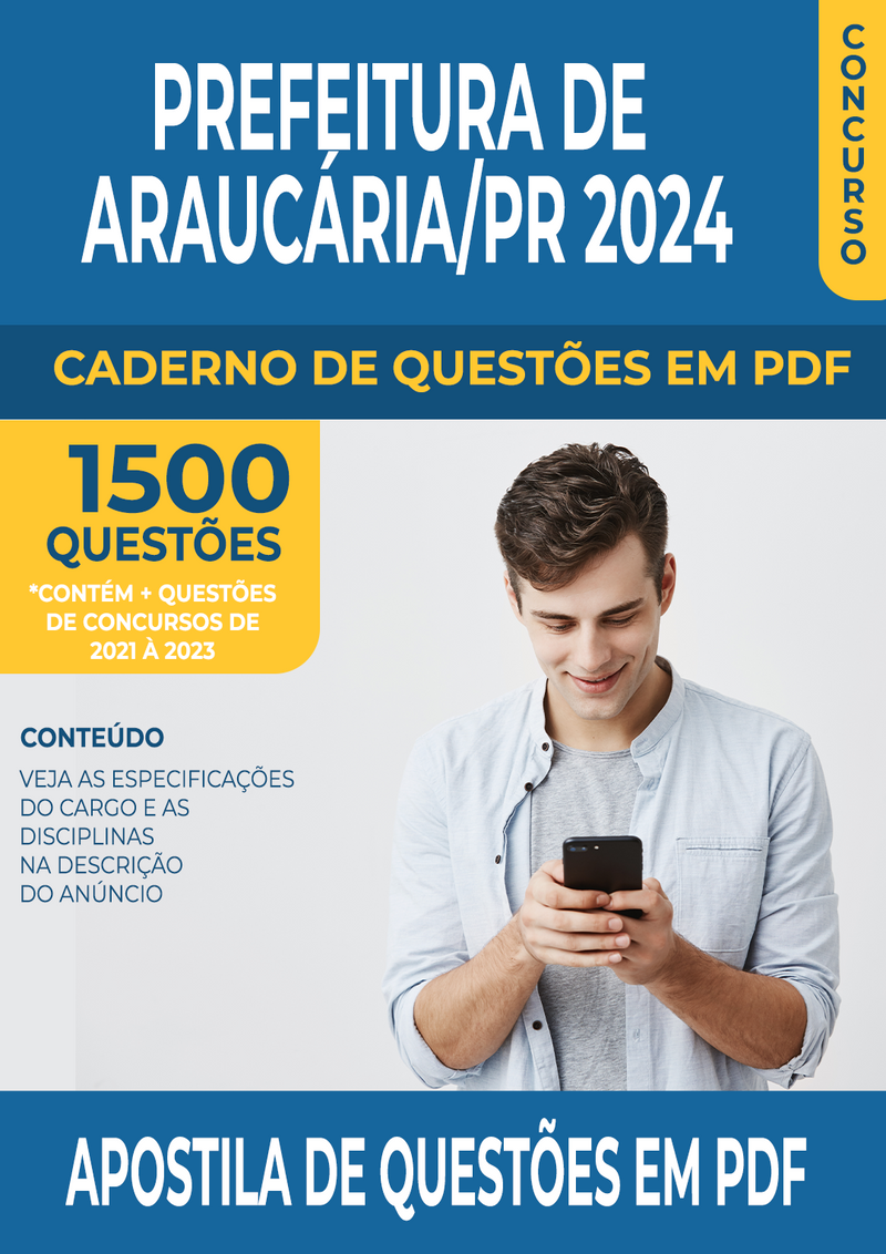 Apostila de Questões para Concurso da Prefeitura de Araucária/PR 2024 para Pedagogo - Mais de 1.500 Questões Gabaritadas | loja123shop