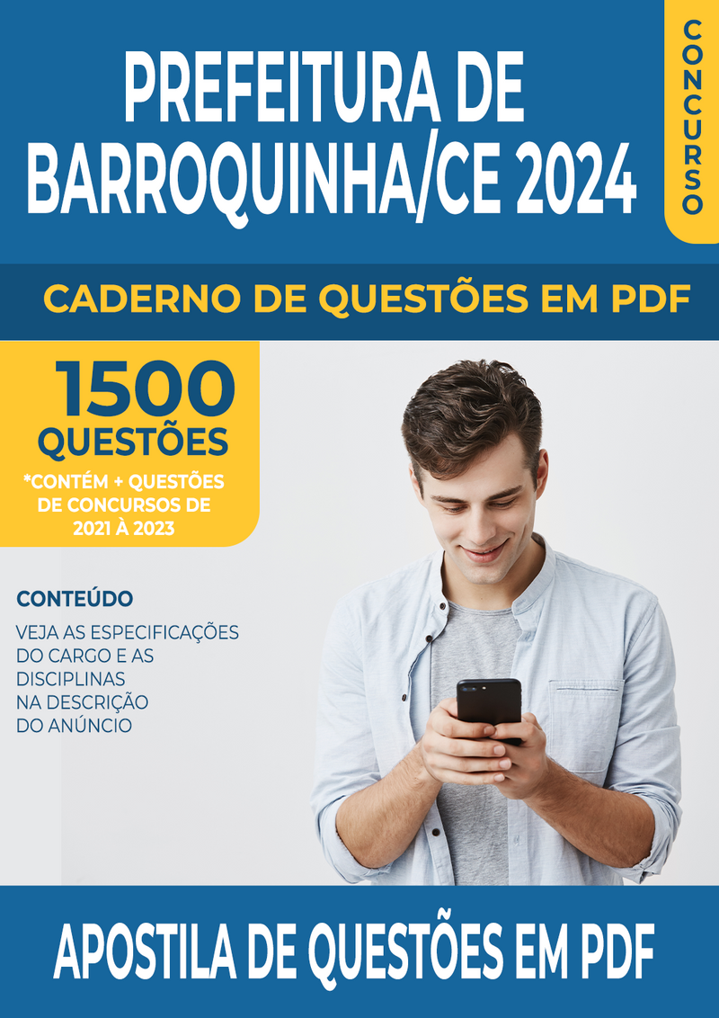 Apostila de Questões para Concurso da Prefeitura de Barroquinha/CE 2024 para Professor De Educação Básica II - Ciências - Mais de 1.500 Questões Gabaritadas | loja123shop