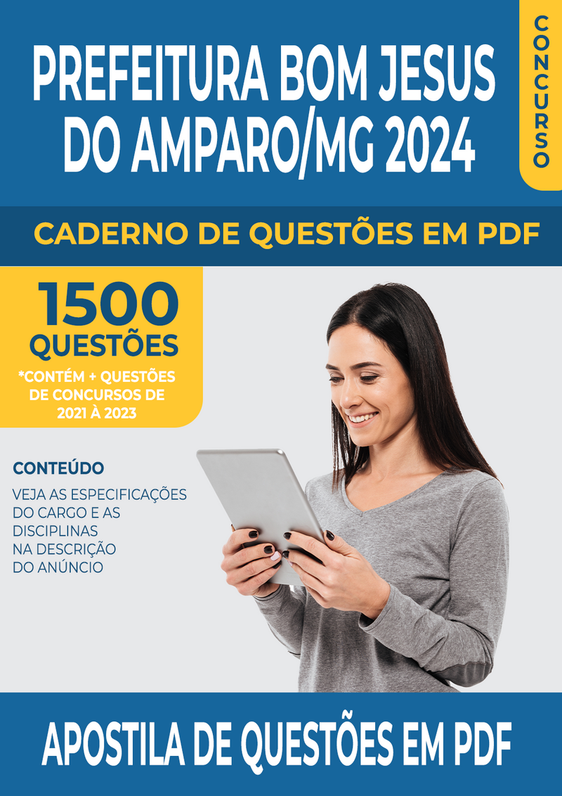 Apostila de Questões para Concurso da Prefeitura Bom Jesus do Amparo/MG 2024 para Auxiliar de Saúde Bucal - Mais de 1.500 Questões Gabaritadas | loja123shop