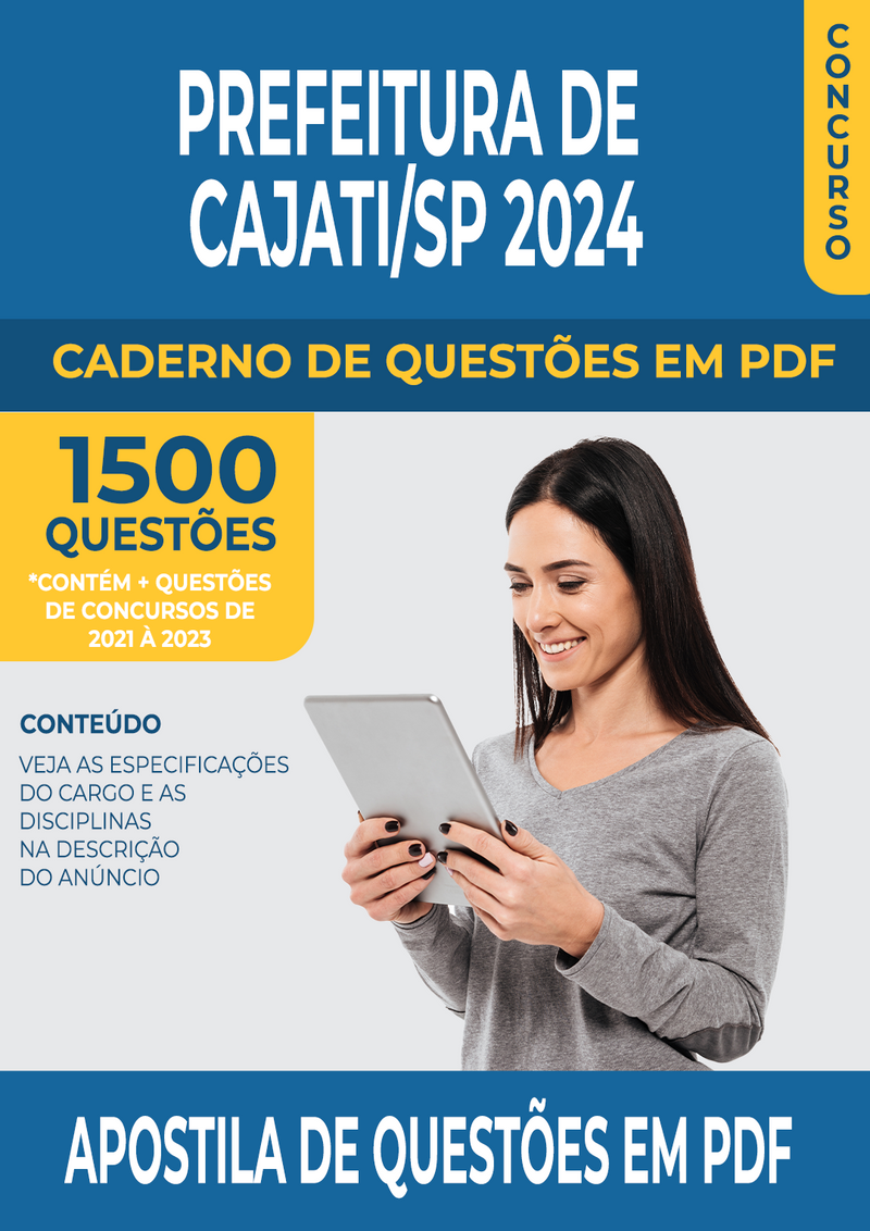 Apostila de Questões para Concurso da Prefeitura de Cajati/SP 2024 para Técnico de Enfermagem - Mais de 1.500 Questões Gabaritadas | loja123shop