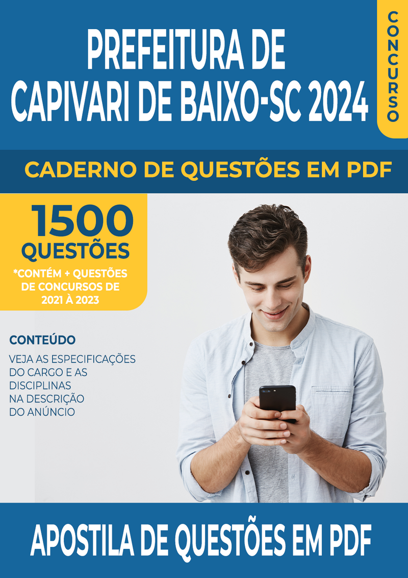 Apostila de Questões para Concurso da Prefeitura de Capivari de Baixo/SC 2024 para Engenheiro Agrônomo - Mais de 1.500 Questões Gabaritadas | loja123shop