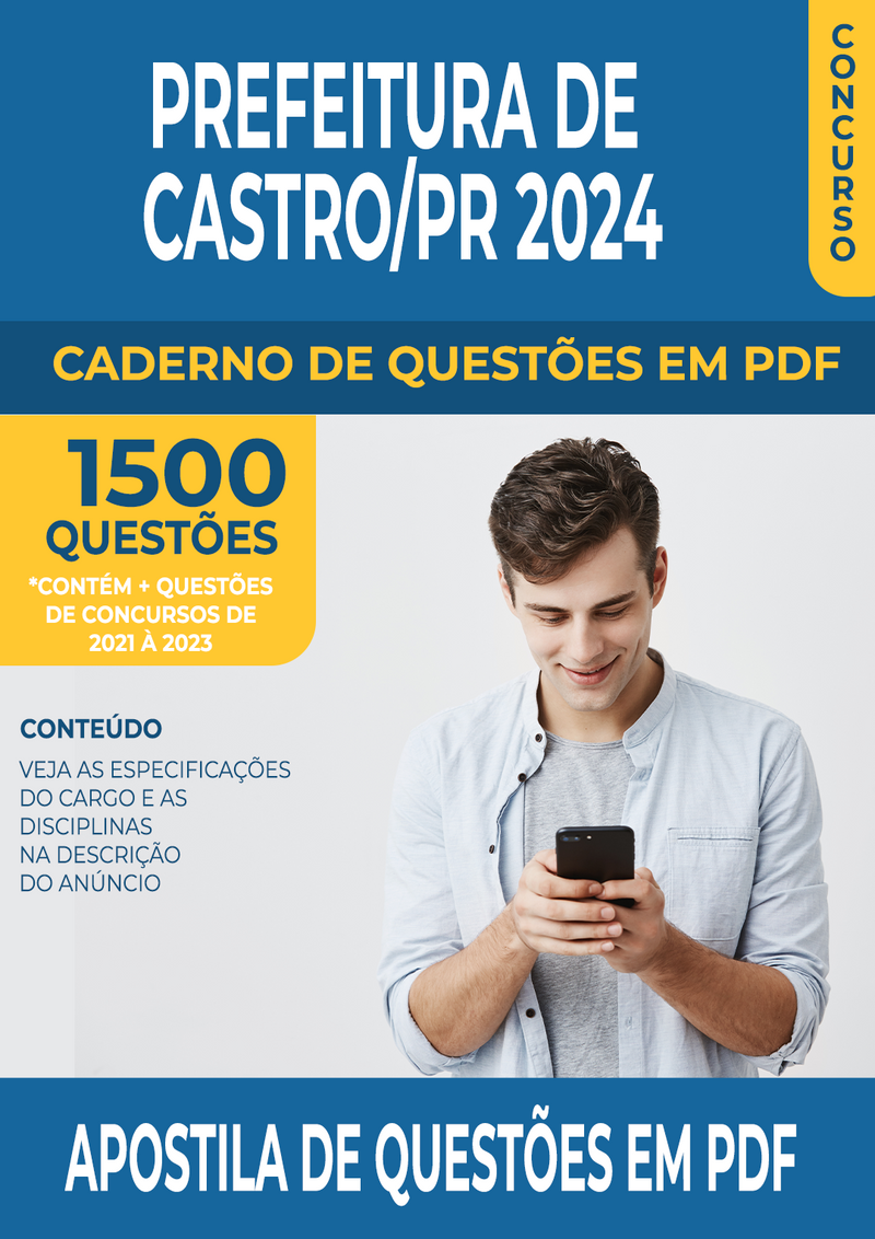 Apostila de Questões para Concurso da Prefeitura De Castro/PR 2024 para Professor De Educação Física - Mais de 1.500 Questões Gabaritadas | loja123shop