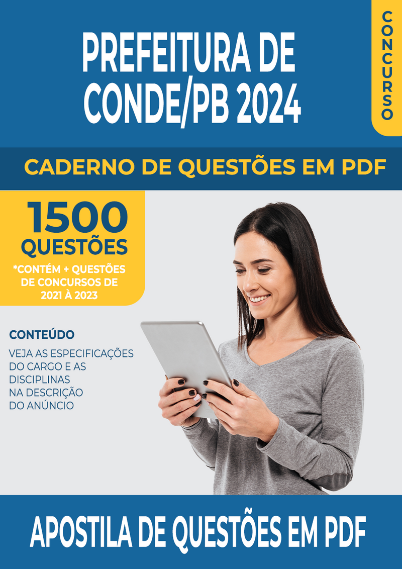 Apostila de Questões para Concurso da Prefeitura de Conde/PB 2024 para Geoprocessador - Mais de 1.500 Questões Gabaritadas | loja123shop