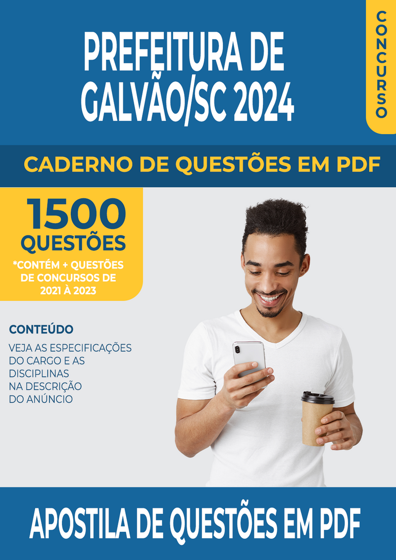 Apostila de Questões para Concurso da Prefeitura de Galvão/SC 2024 para Professor de Educação Física Habilitado - Mais de 1.500 Questões Gabaritadas | loja123shop