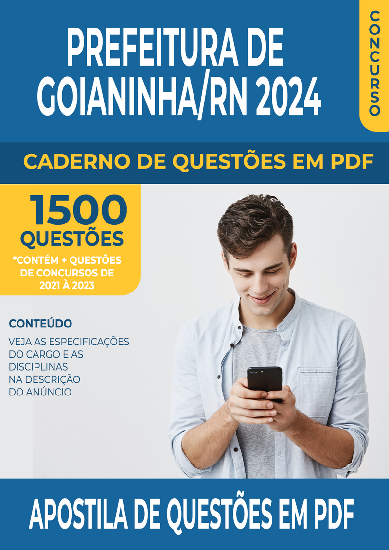 Apostila de Questões para Concurso da Prefeitura De Goianinha/RN 2024 para Guarda Municipal - Mais de 1.500 Questões Gabaritadas | loja123shop