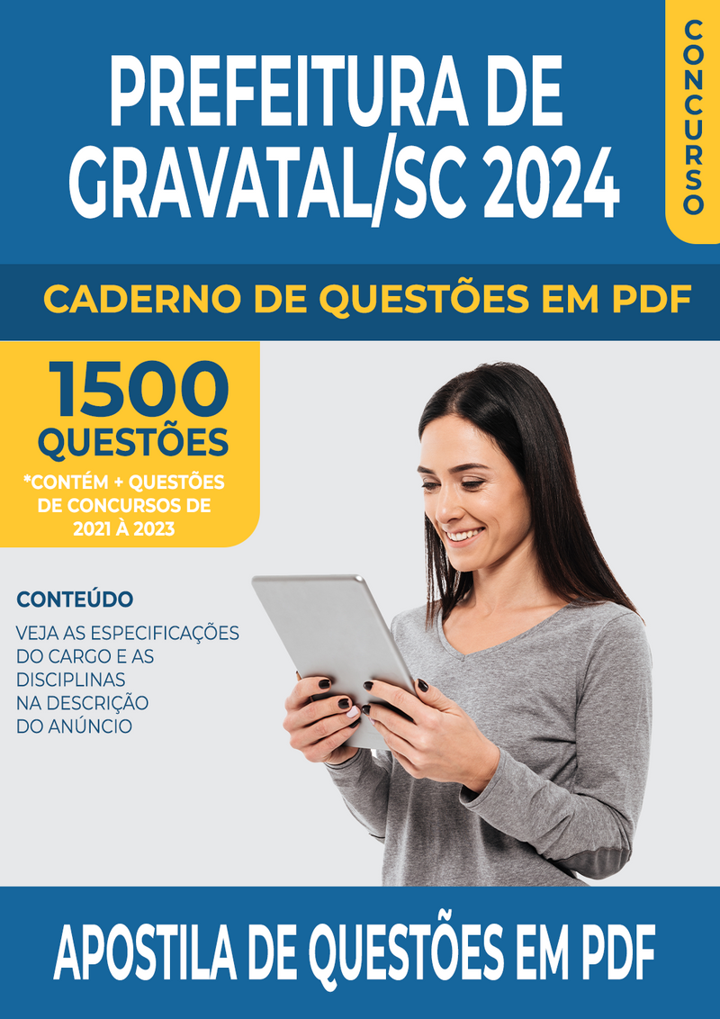 Apostila de Questões para Concurso da Prefeitura de Gravatal/SC 2024 para Contador - Mais de 1.500 Questões Gabaritadas | loja123shop