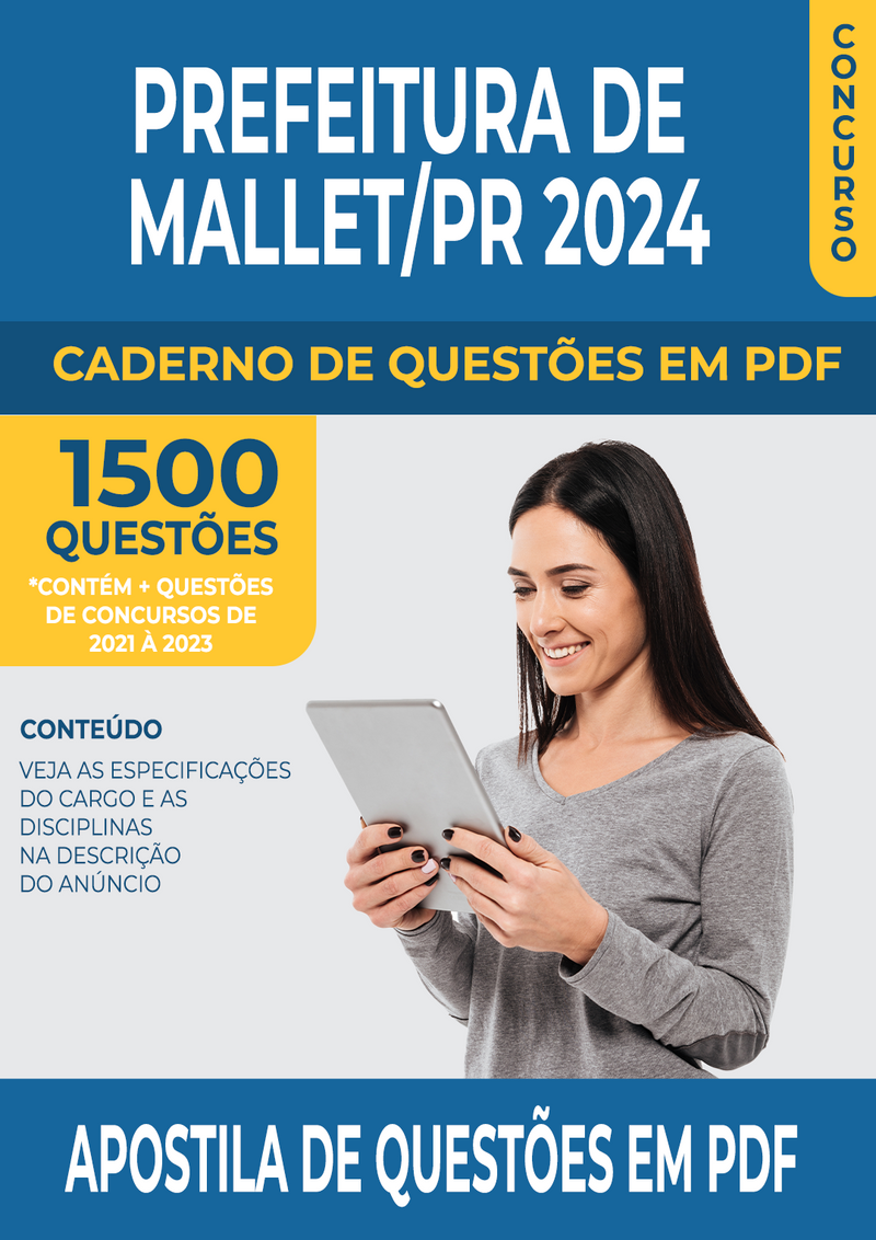 Apostila de Questões para Concurso da Prefeitura de Mallet/PR 2024 para Técnico em Segurança do Trabalho - Mais de 1.500 Questões Gabaritadas | loja123shop