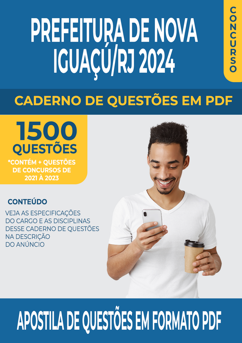 Apostila de Questões para Concurso da Prefeitura de Nova Iguaçú/RJ 2024 para Diversos Cargos - Mais de 1.500 Questões Gabaritadas | loja123shop