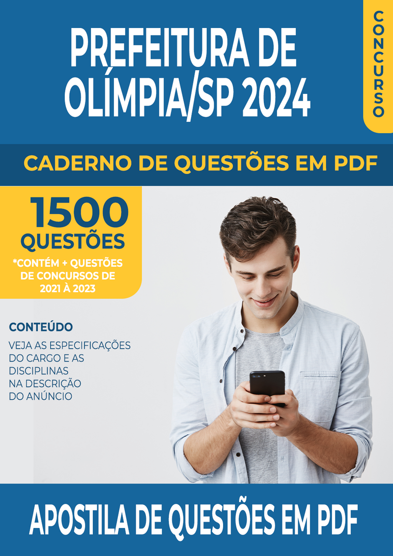 Apostila de Questões para Concurso da Prefeitura de Olímpia/SP 2024 para Nutricionista - Mais de 1.500 Questões Gabaritadas | loja123shop