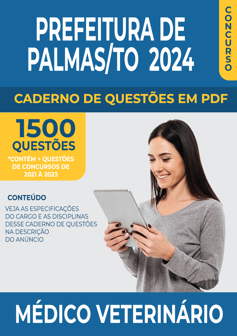 Apostila de Questões para Concurso da Prefeitura de Palmas/TO 2024 para Médico Veterinário - Mais de 1.500 Questões Gabaritadas | loja123shop