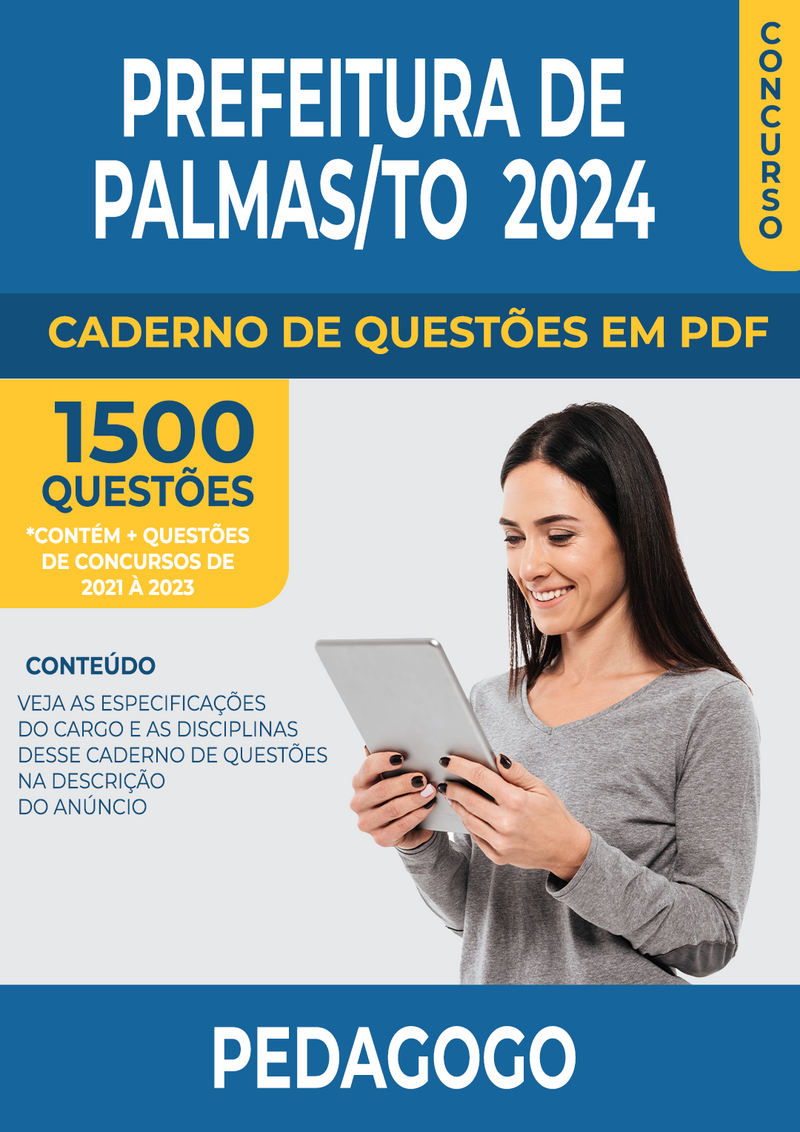 Apostila de Questões para Concurso da Prefeitura de Palmas/TO 2024 para Pedagogo - Mais de 1.500 Questões Gabaritadas | loja123shop