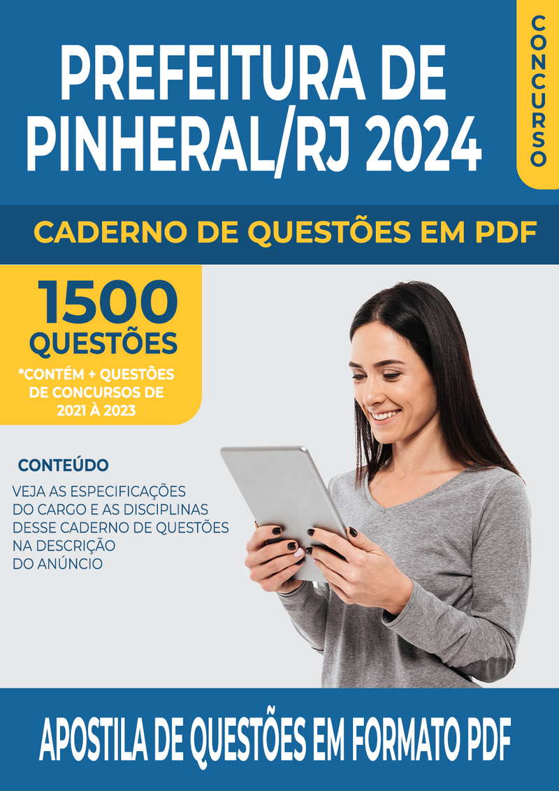 Apostila de Questões para Concurso da Prefeitura de Pinheral/RJ 2024 - Diversos Cargos - Mais de 1.500 Questões Gabaritadas | loja123shop