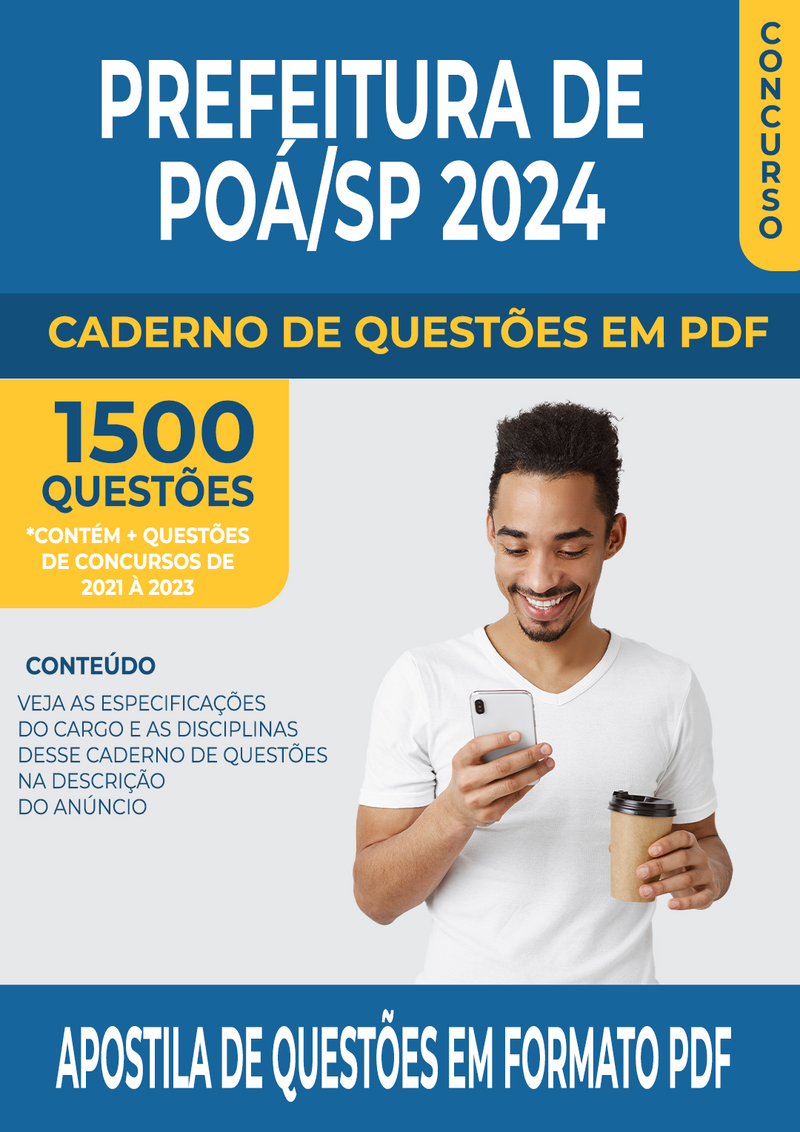 Apostila de Questões para Concurso da Prefeitura de Poá/SP 2024 para Diversos Cargos - Mais de 1.500 Questões Gabaritadas | loja123shop
