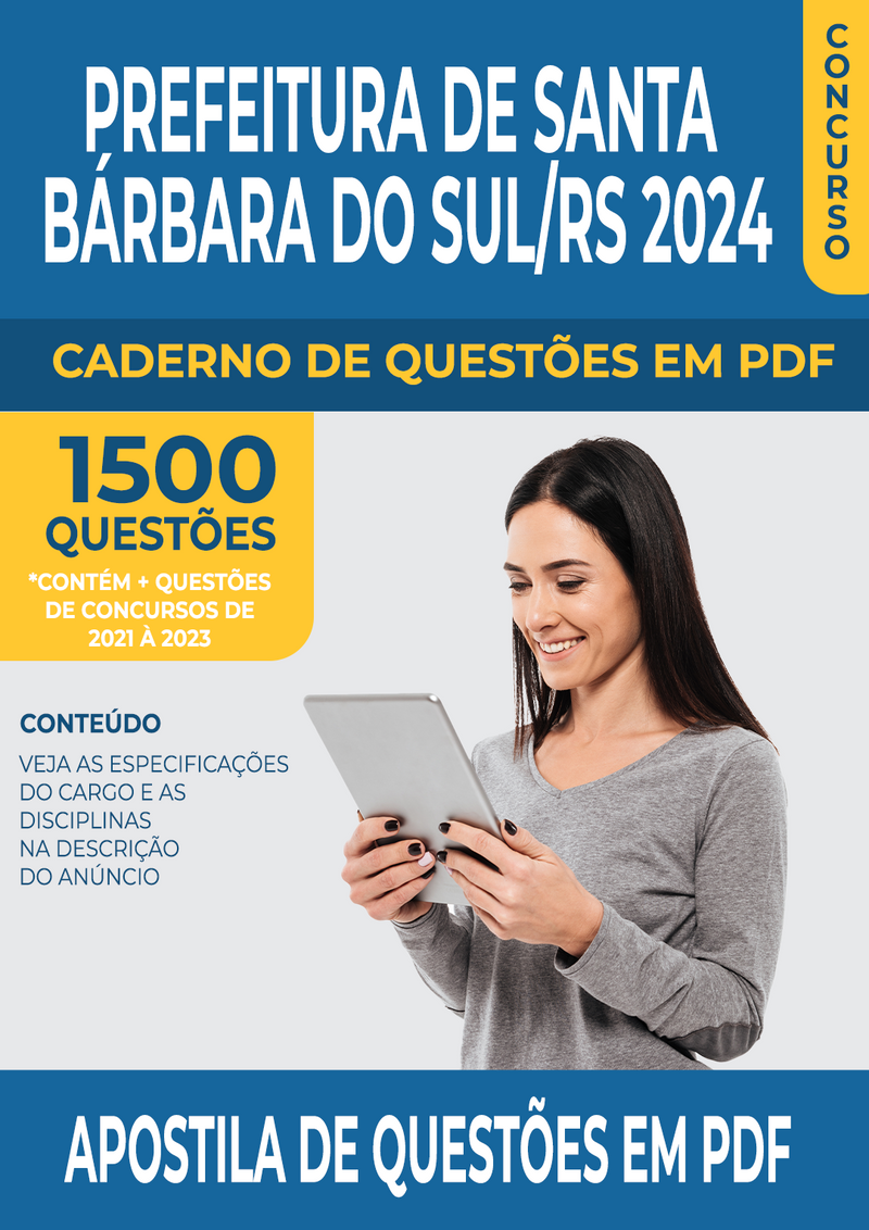 Apostila de Questões para Concurso da Prefeitura de Santa Bárbara do Sul/RS 2024 para Psicopedagogo - Mais de 1.500 Questões Gabaritadas | loja123shop