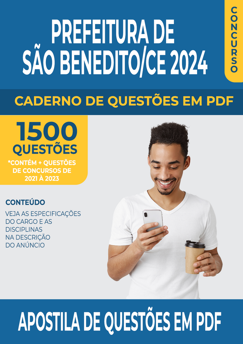 Apostila de Questões para Concurso da Prefeitura De São Benedito/CE 2024 para Cuidador - Mais de 1.500 Questões Gabaritadas | loja123shop