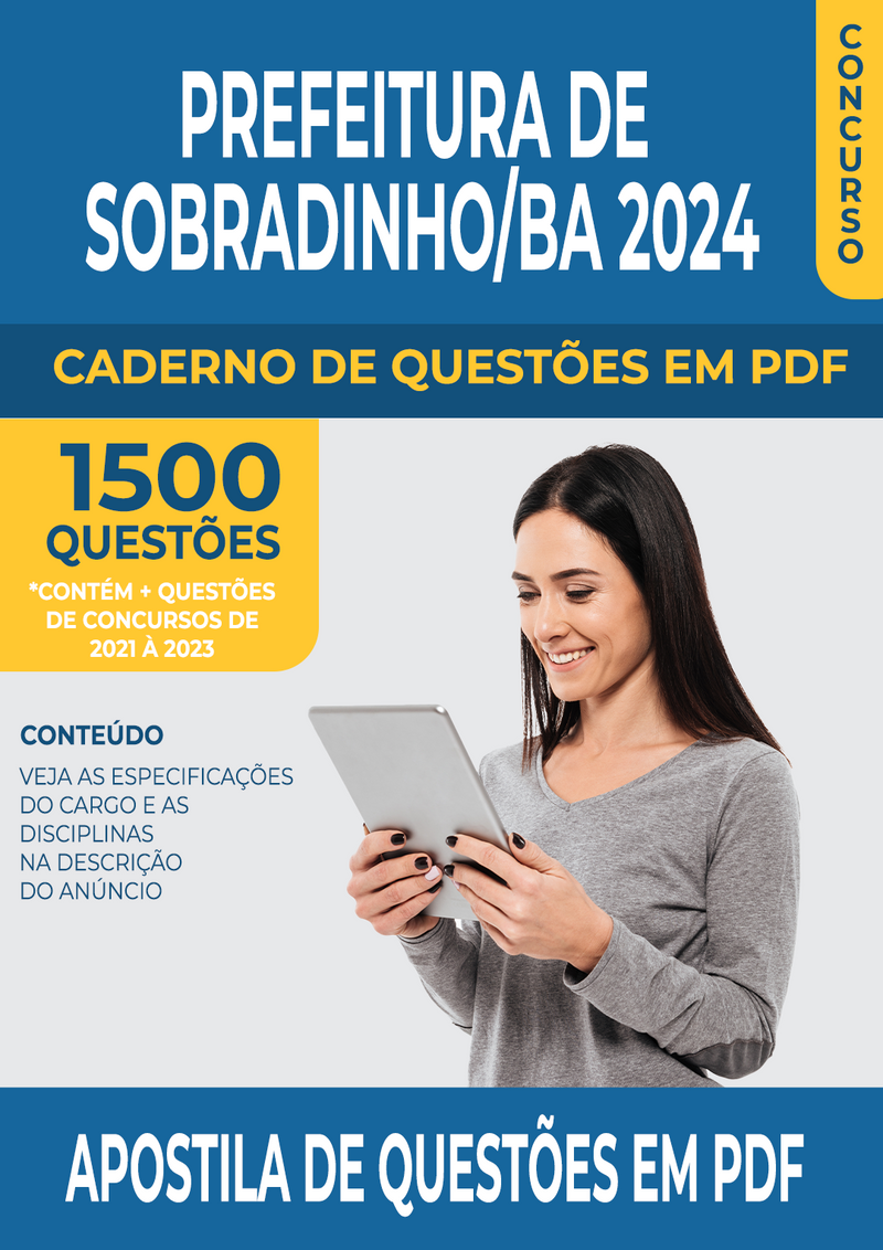 Apostila de Questões para Concurso da Prefeitura de Sobradinho/BA 2024 para Merendeira - Mais de 1.500 Questões Gabaritadas | loja123shop