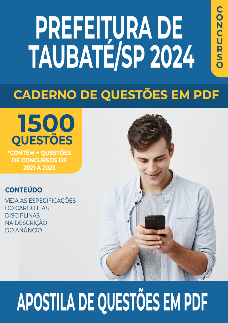 Apostila de Questões para Concurso da Prefeitura De Taubaté/SP 2024 para Professor De Educação Especial - Libras - Mais de 1.500 Questões Gabaritadas | loja123shop